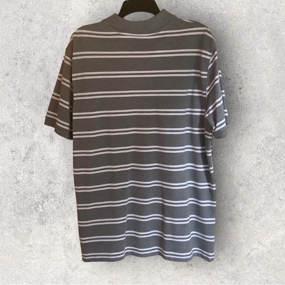 St. John’s Bay Mens size Large gray and white striped short sleeve polo shirt. - Picture 2 of 5